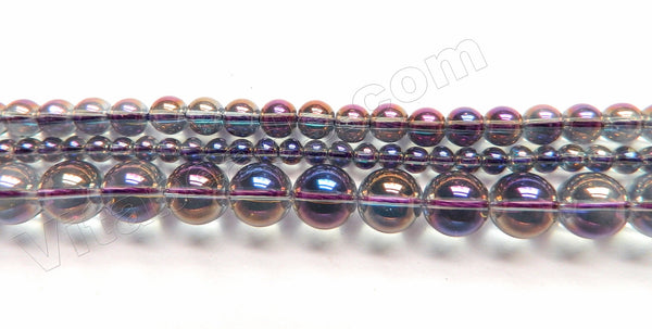 Mystic Coated Purple Blue Crystal Quartz  -  Smooth Round  16"