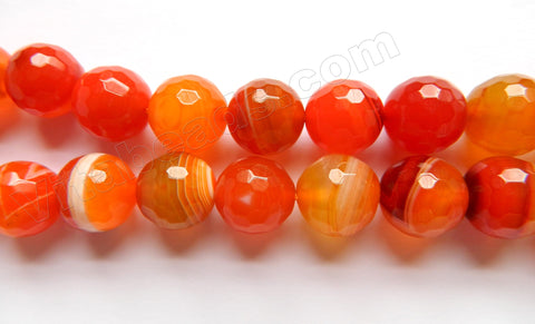 Dark Orange Sardonix Agate  -  Faceted Round  15"