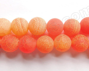 Orange Fire Agate Frosted  -  Smooth Round  16"    10 mm