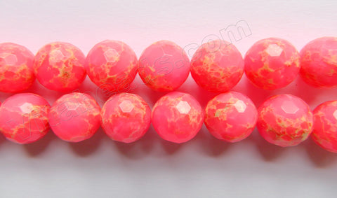 Hot Pink Impression Jasper  -  Faceted Round  15"