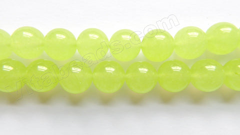 Light Olive Green Chalcedony Quartz  -  Smooth Round Beads 15"     12 mm