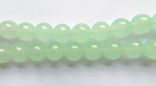 Light Aqua Green Chalcedony Quartz  -  Smooth Round Beads 15"     12 mm