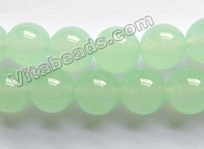 Light Aqua Green Chalcedony Quartz  -  Smooth Round Beads 15"     12 mm