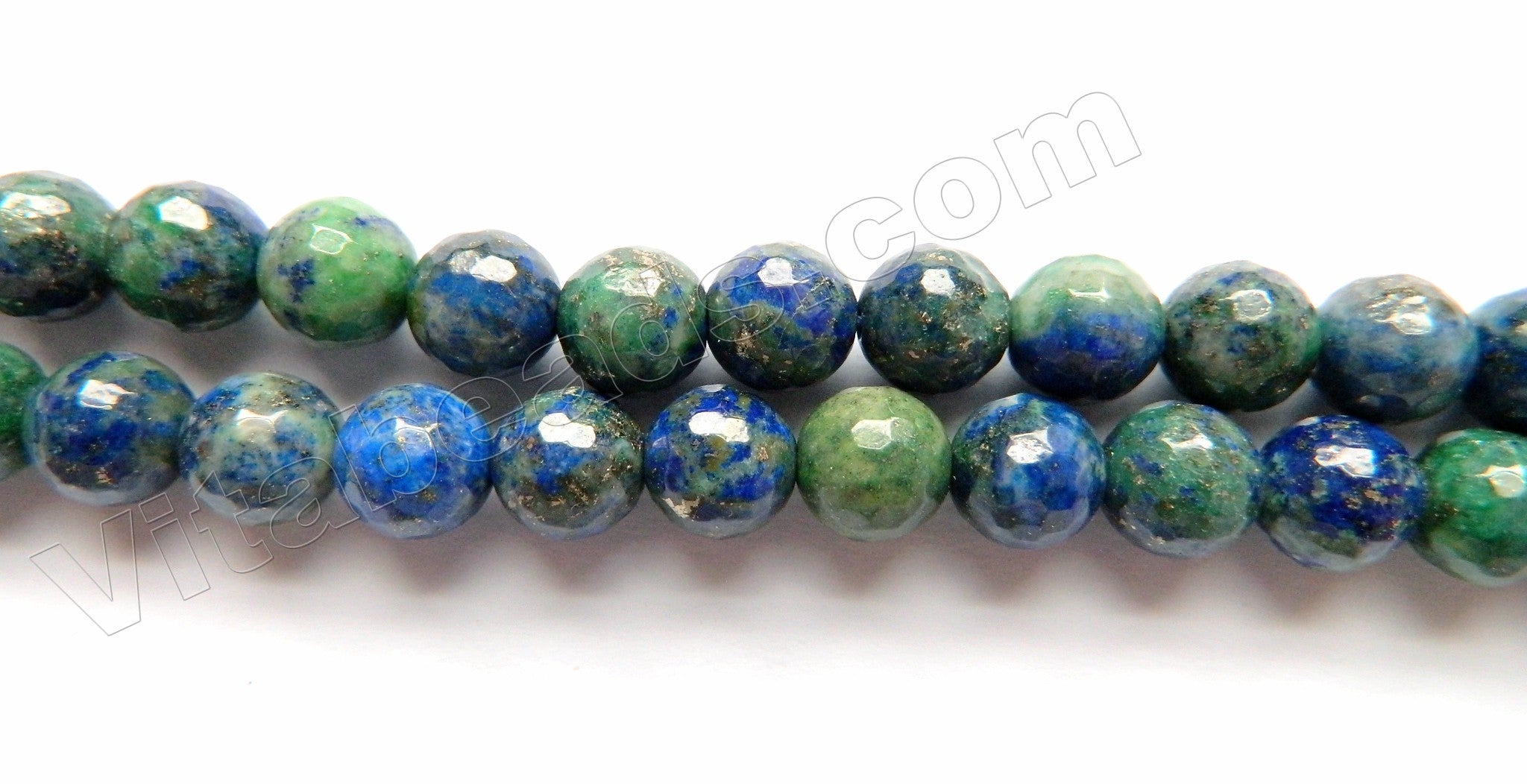 Azurite Malachite Natural A  -  Faceted Round Beads 16"