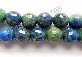 Azurite Malachite Natural A  -  Faceted Round Beads 16"