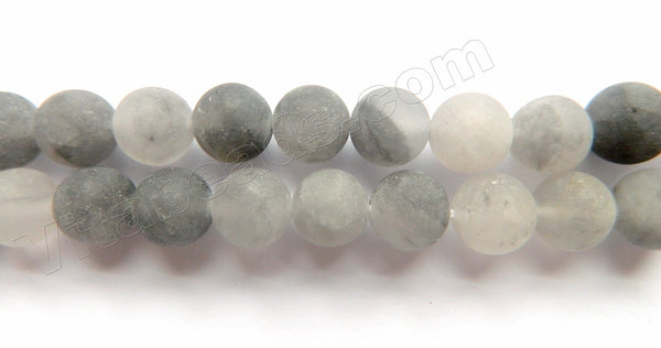 Frosted Grey Quartz  -  Smooth Round  15"