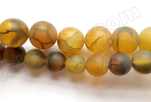 Frosted Brown Yellow Fire Agate  -  Smooth Round  15"