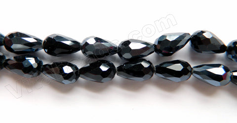 Coated Black Crystal Quartz  -  Faceted Drops  15"