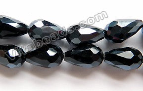 Coated Black Crystal Quartz  -  Faceted Drops  15"