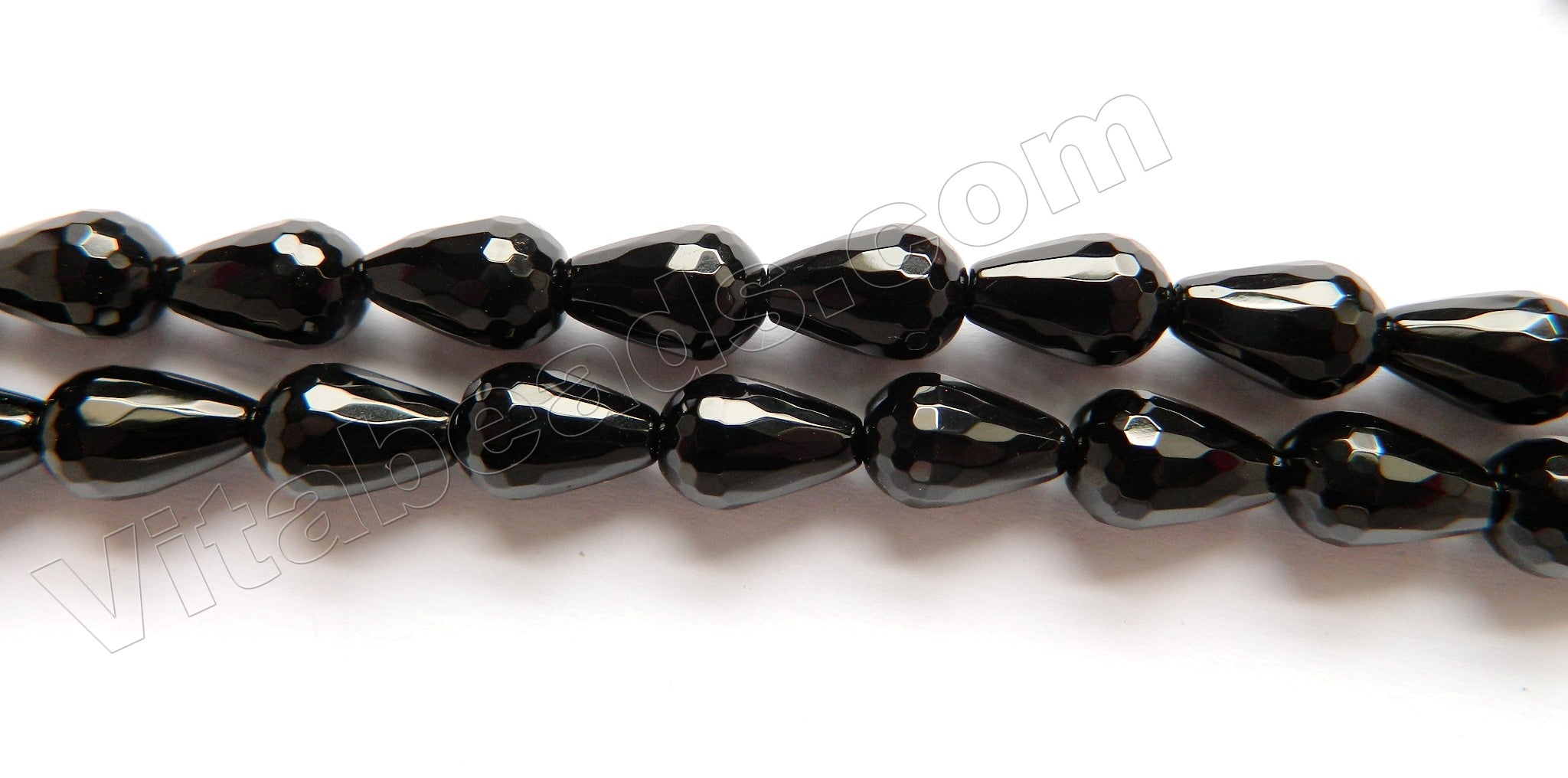 Black Onyx AA -  Faceted Long Drops  16"