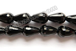 Black Onyx AA -  Faceted Long Drops  16"