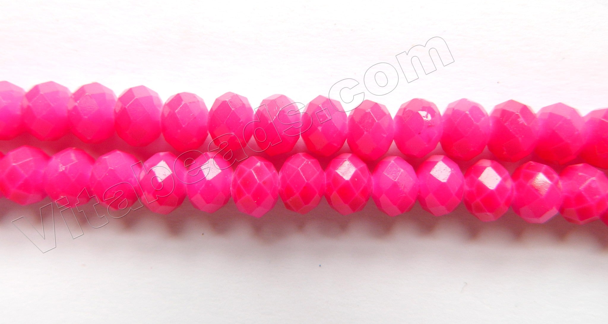 Deep Fuchsia Crystal Quartz Solid  -  Faceted Rondel  16"