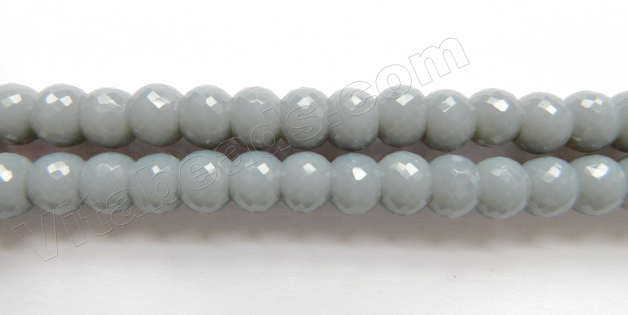 Grey Chalcedony Qtz  -  8x6mm Faceted Drum 9"