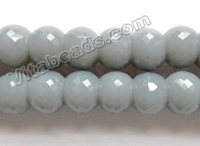 Grey Chalcedony Qtz  -  Faceted Drum 9"    8 x 6 mm