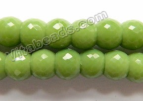 Dark Olive Chalcedony Qtz  -  8x6mm Faceted Drum 9"