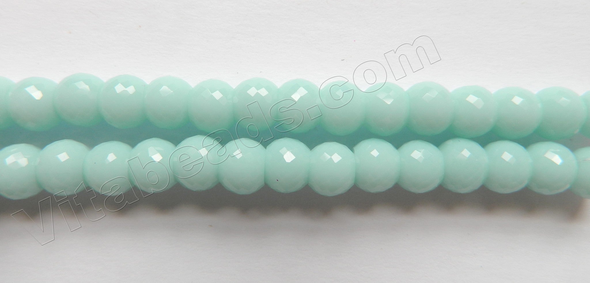 Light Amazonite Qtz  -  Faceted Drum 9"    8 x 6 mm