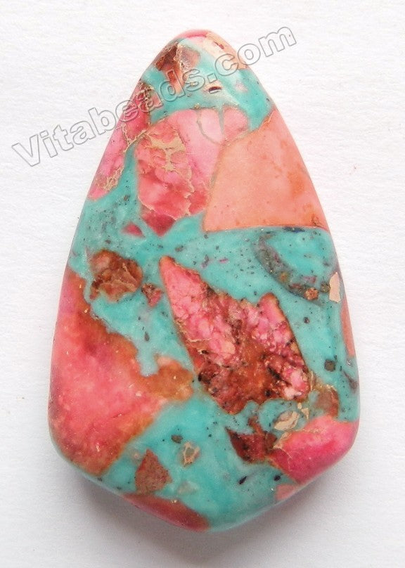 Aqua Red Compressed Tropical Impression Jasper Small Smooth Slab Pendant