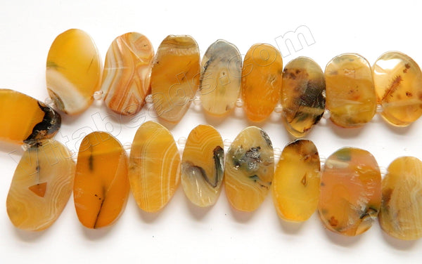 Amber Sardonix Agate w/ Black   Graduated Top Drilled Ovals  17"