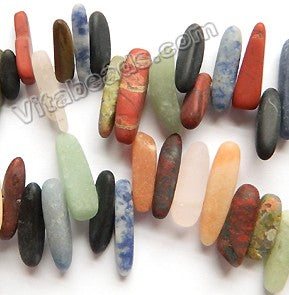 Frosted Mixed Stone  -  Smooth Long Sticks 16"   6 x 20 mm
