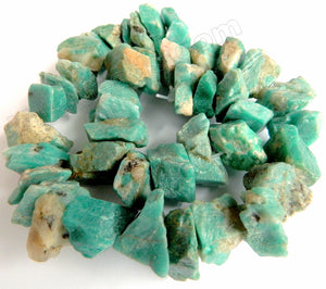 Russian Amazonite Natural AA  -  Center Drilled Rough Nuggets  16"