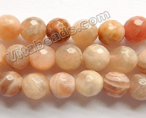 Multi Mixed Pink Moonstone  -  Faceted Round 15"
