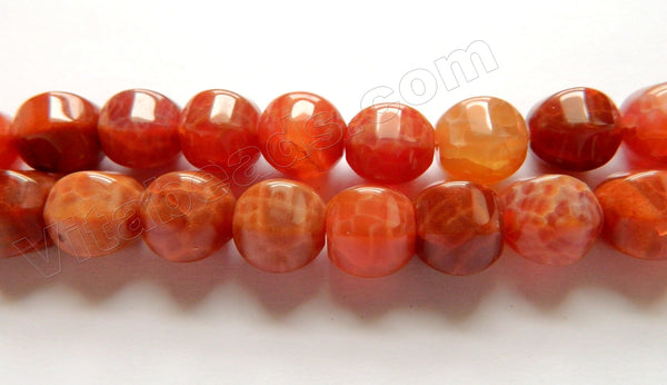 Red Fire Agate Natural AAA  -  6-Side Lantern Beads  16"