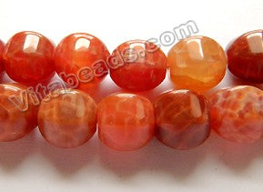 Red Fire Agate Natural AAA  -  6-Side Lantern Beads  16"