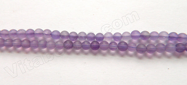Frosted Amethyst AAA  -  Smooth Round Beads 15.5"
