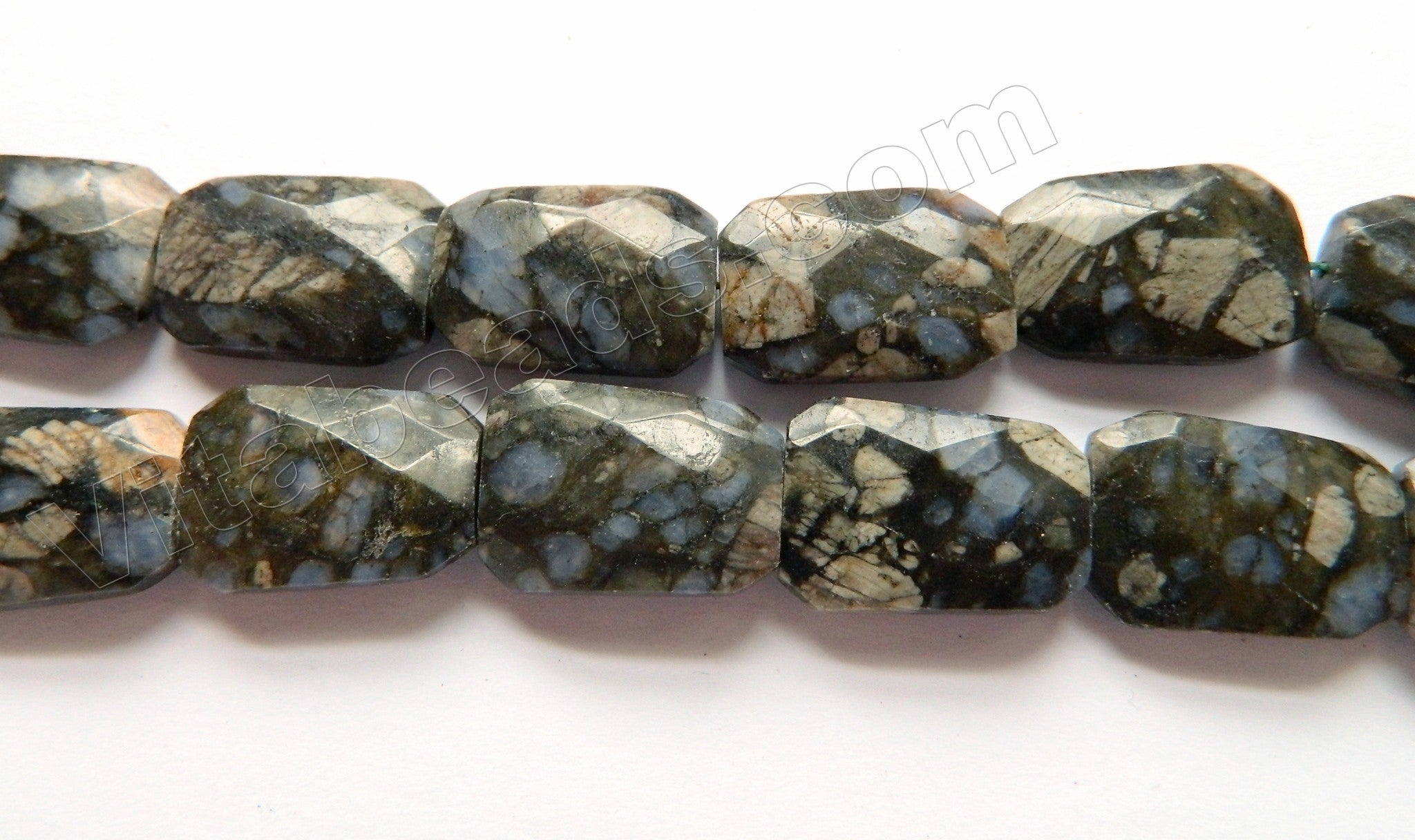 Dark Grey Blue Opal Natural A  -  Faceted Ladder Slab 16"