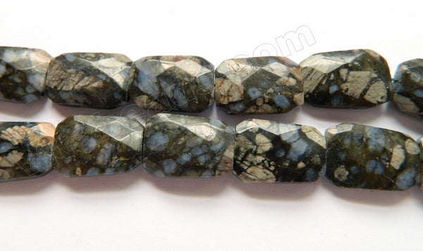 Dark Grey Blue Opal Natural A  -  Faceted Ladder Slab 16"