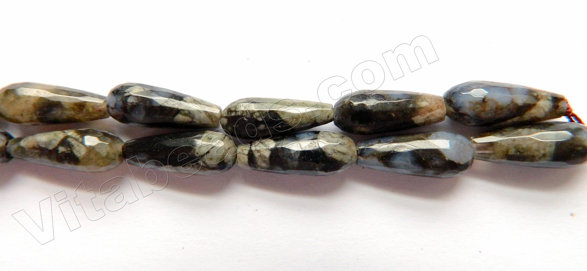 Dark Grey Blue Opal Natural A  -  Faceted Long Drops  16"