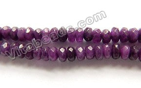 Dark Purple Mashan Jade  -  Small Faceted Rondel  15"     4 mm