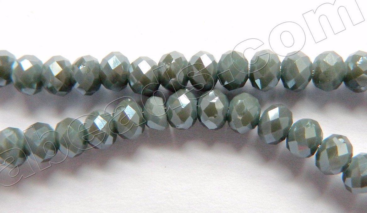 Coated Dark Grey Quartz  -  Faceted Rondel  20"       4 x 3 mm