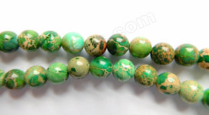 Multi Olive Impression Jasper A  -  Smooth Round Beads  16"