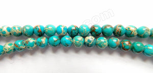Deep TQ Blue Impression Jasper A  -  Smooth Round Beads  16"