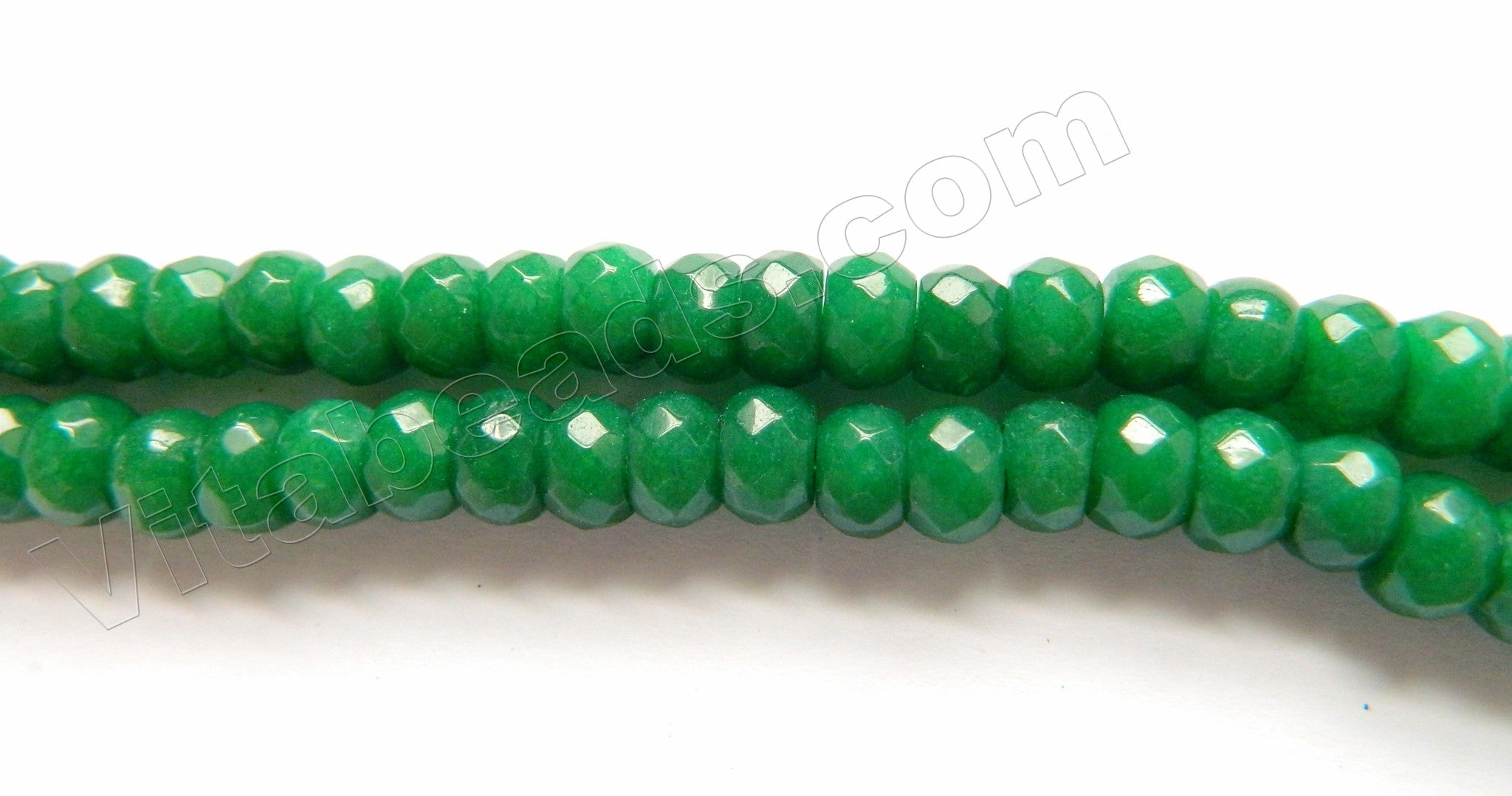 Deep Green Mashan Jade A  -  Faceted Rondels 15"    8 x 5 mm