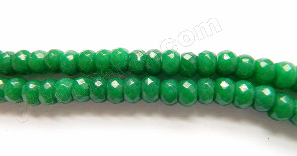 Deep Green Mashan Jade A  -  Faceted Rondels 15"    8 x 5 mm