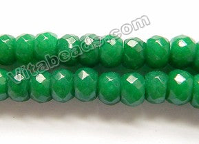 Deep Green Mashan Jade A  -  Faceted Rondels 15"    8 x 5 mm