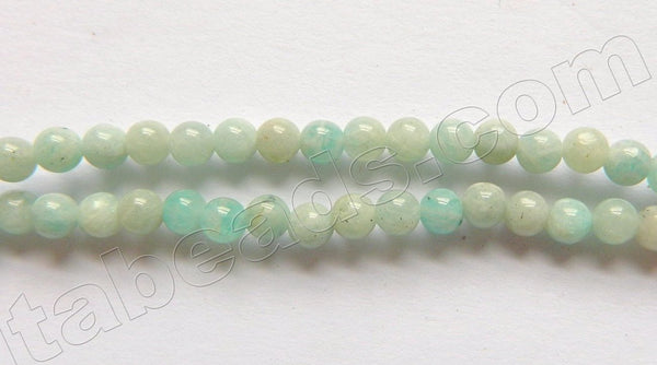 Pale Russia Amazonite A  -  Small Smooth Round Beads  15"     3-4mm