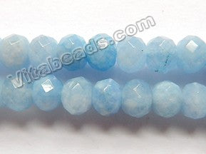 Aquamarine Mashan Jade  -  Faceted Rondel  15"    8 x 6 mm