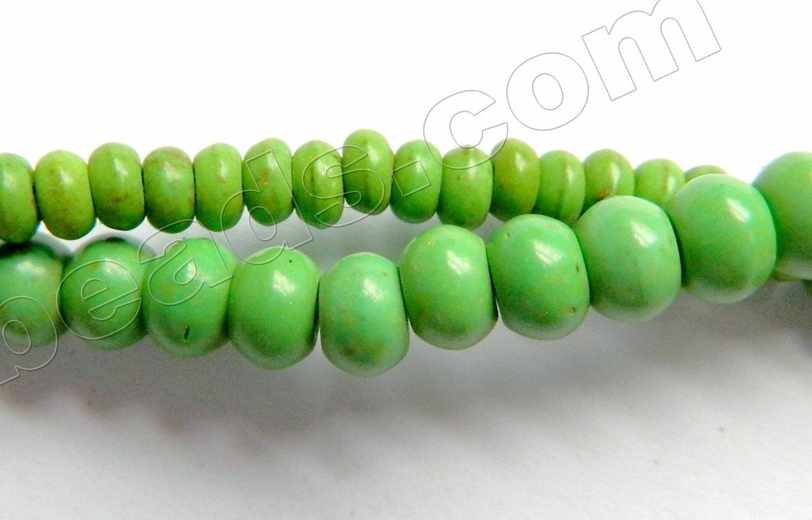 Bright Green Turquoise  -  Smooth Rondels  16"