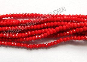 Dark Red Co-ral Quartz  -  Small Faceted Rondel  16"