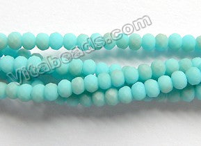 Frosted Turquoise Blue Brown Mixed Qtz  -  Faceted Rondel  15"