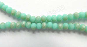 Frosted Turquoise Green Brown Mixed Qtz  -  Faceted Rondel  16"    6 x 4 mm