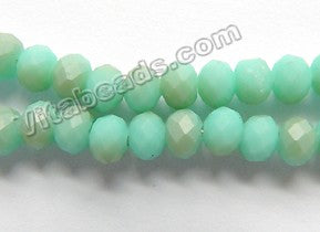 Frosted Turquoise Green Brown Mixed Qtz  -  Faceted Rondel  16"    6 x 4 mm