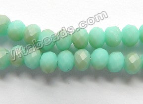 Frosted Turquoise Green Brown Mixed Qtz  -  6mm Faceted Rondel  16"