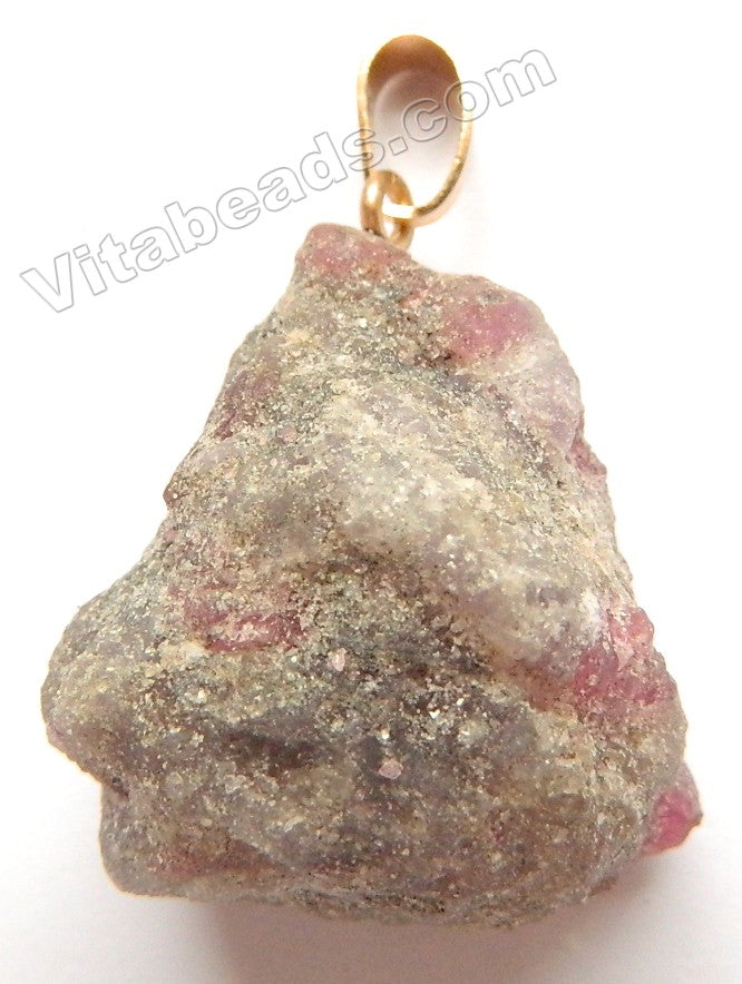 Raw Tourmaline   Free Form Nugget Pendant w/ Gold Bail - 05