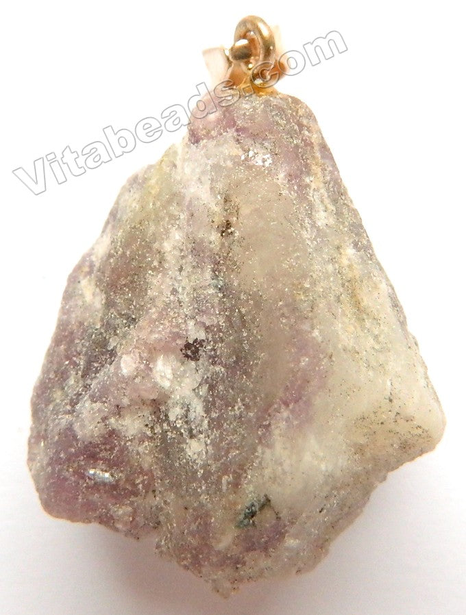 Raw Tourmaline   Free Form Nugget Pendant w/ Gold Bail - 06