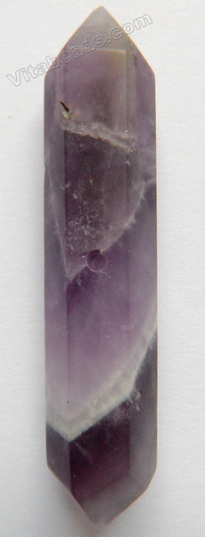 Frosted Sage Amethyst - 6-Side Pendulum Pendant - Center Drilled