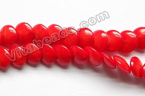 Red Bamboo Coral   -  Lentil Puff Coin Beads  16"